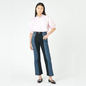 E.L.V. DENIM Flare Crop Jean in Blue/Black Womens Size 34